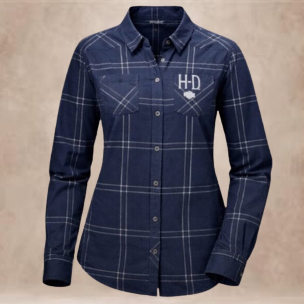 Harley-Davidson H-D Plaid Button Up Shirt Eagle Back Graphic Small NWT - Picture 3 of 6